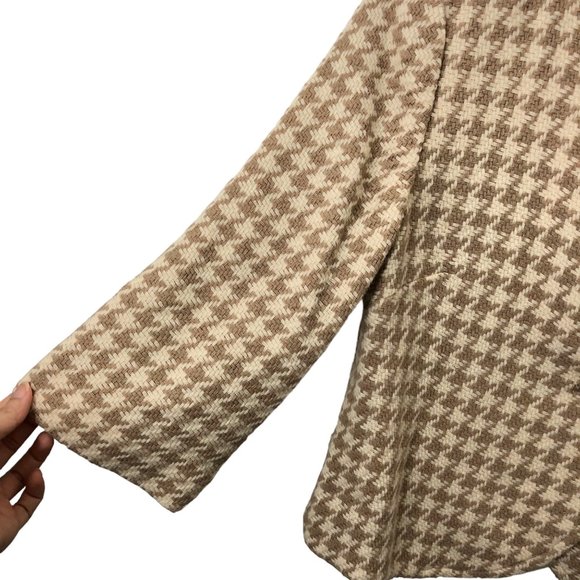 Banana Republic Cream Tan Houndstooth Print Button Front Cropped Coat 6 - Picture 6 of 7